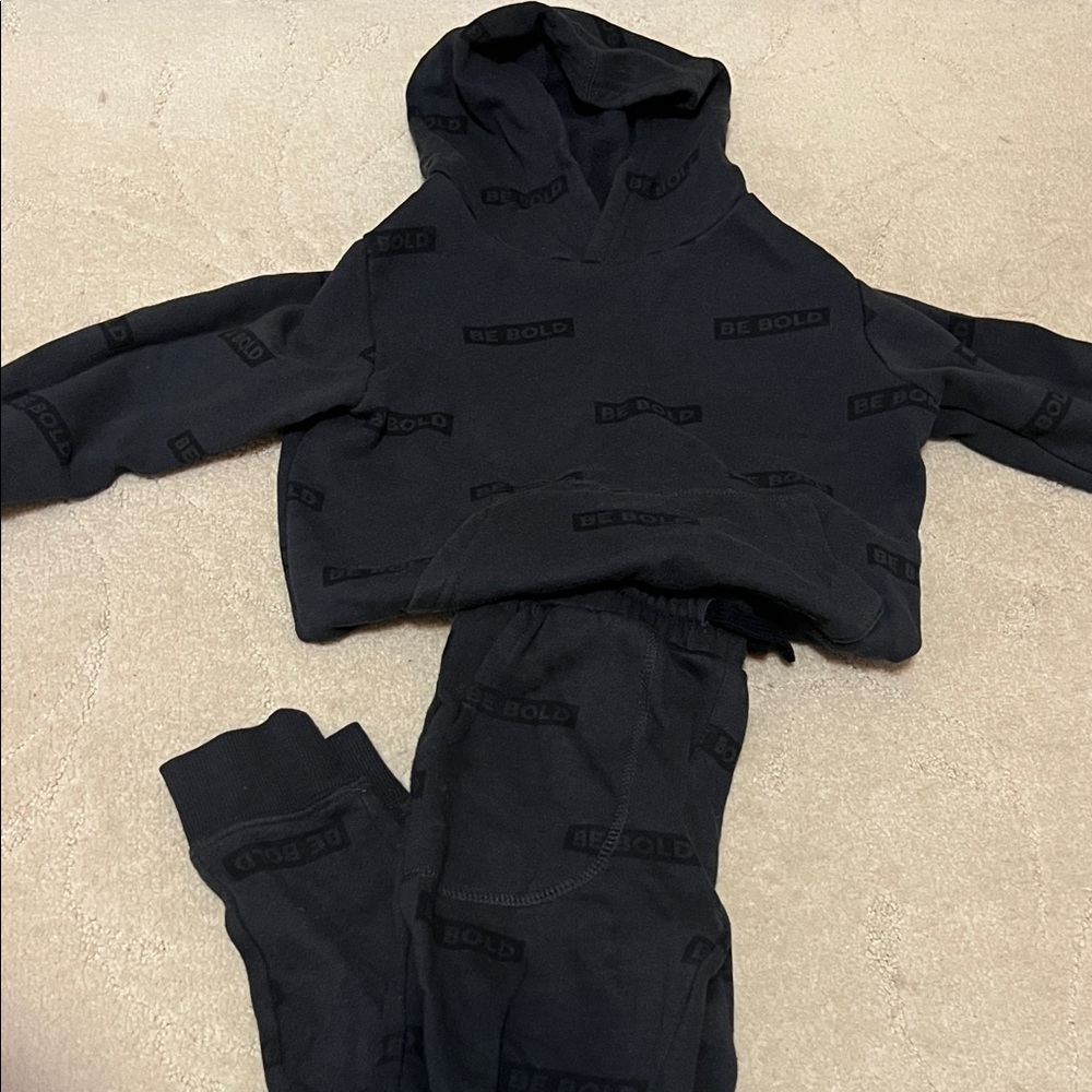 Cotton On Kids Black Sweatpants & Hoodie Set